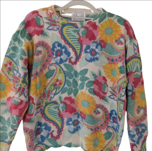 JB Vintage Paisley Angora Blend Sweater Italy S/M